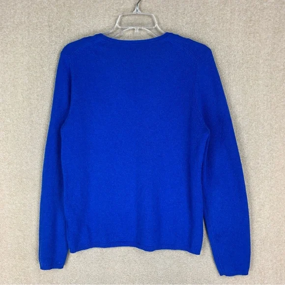 🚨 SOLD 🚨 Charter Club Cashmere Luxury Sweater size Large Royal Blue V Neck Pull - Picture 4 of 6